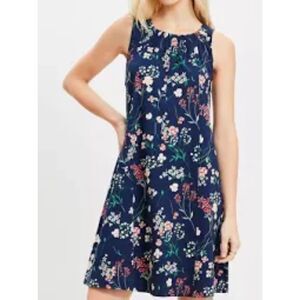 LOFT Floral Jersey Seamed Mini Dress Medium Spring Floral Cotton